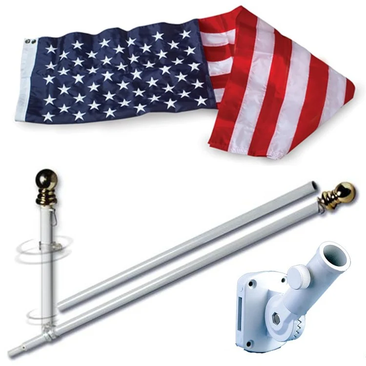 American Home Nylon US Flag Set with Spinning Flag Pole - 3' x 5' US Flag w/ 5' Pole 1