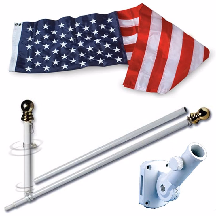 American Home Nylon US Flag Set with Spinning Flag Pole - 2' x 3' US Flag w/ 6' Pole