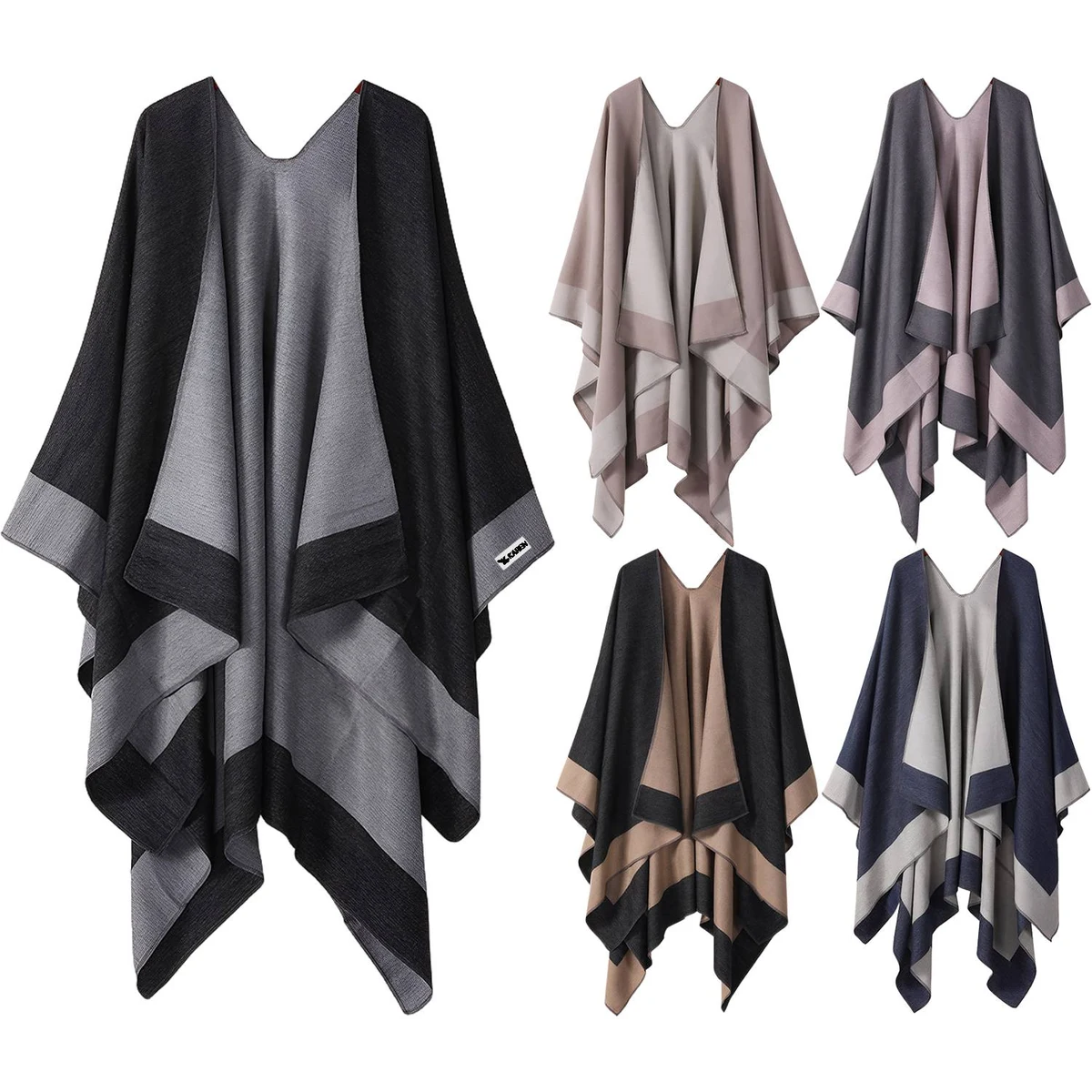 Color-Block Polyester Reversible Shawl 1
