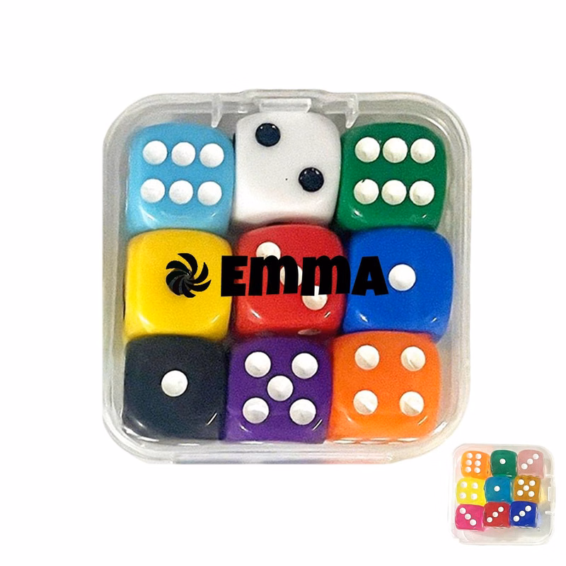 9-Pack Colorful Crystal Gaming Dice