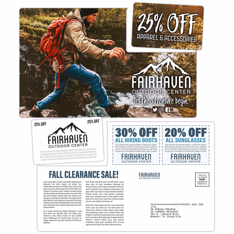 Laminated Die-Cut Postcard (8.5x5.25) w/Detachable Card (3.375x2.125)