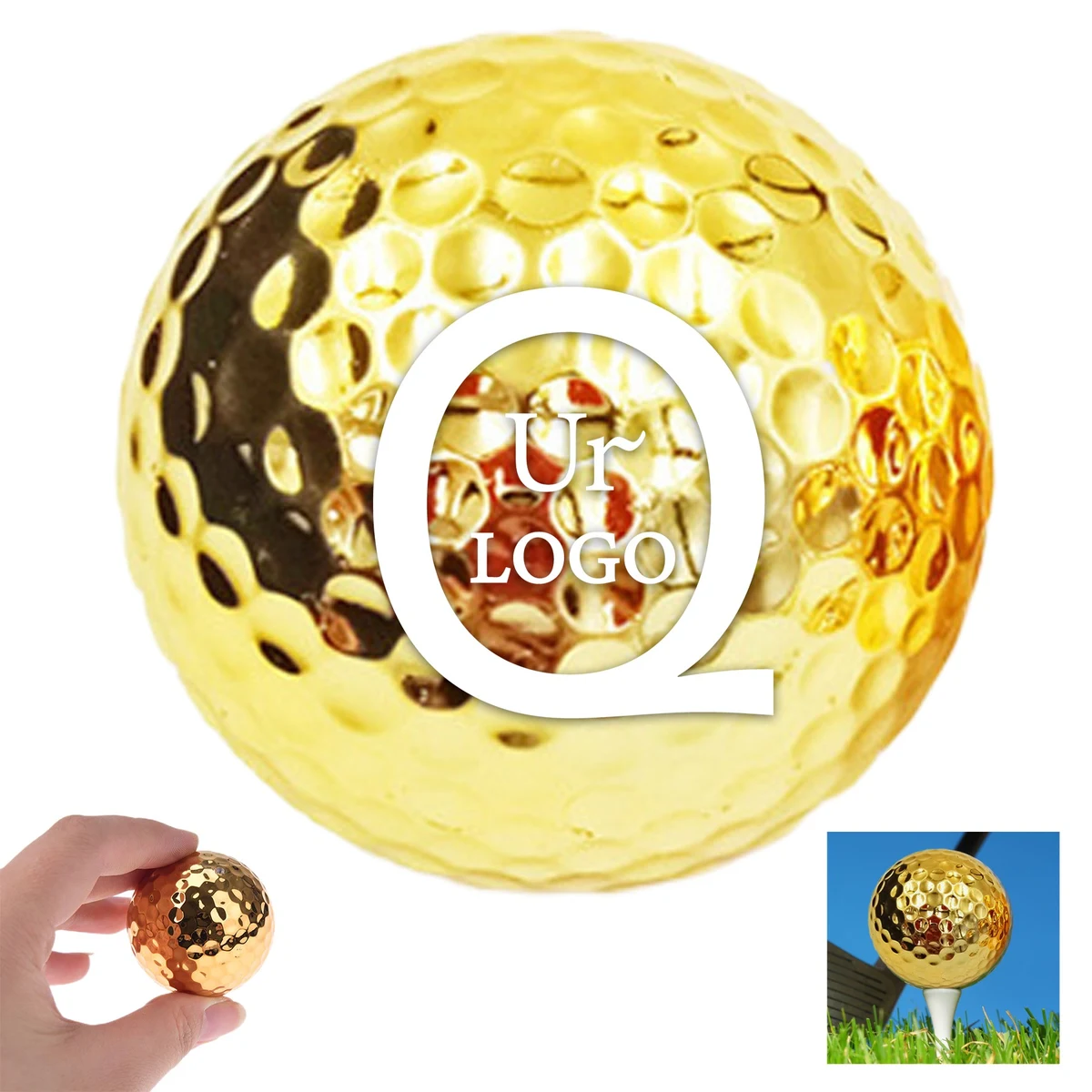 1.69 Inch Diameter Gold Plated Golf Ball 1