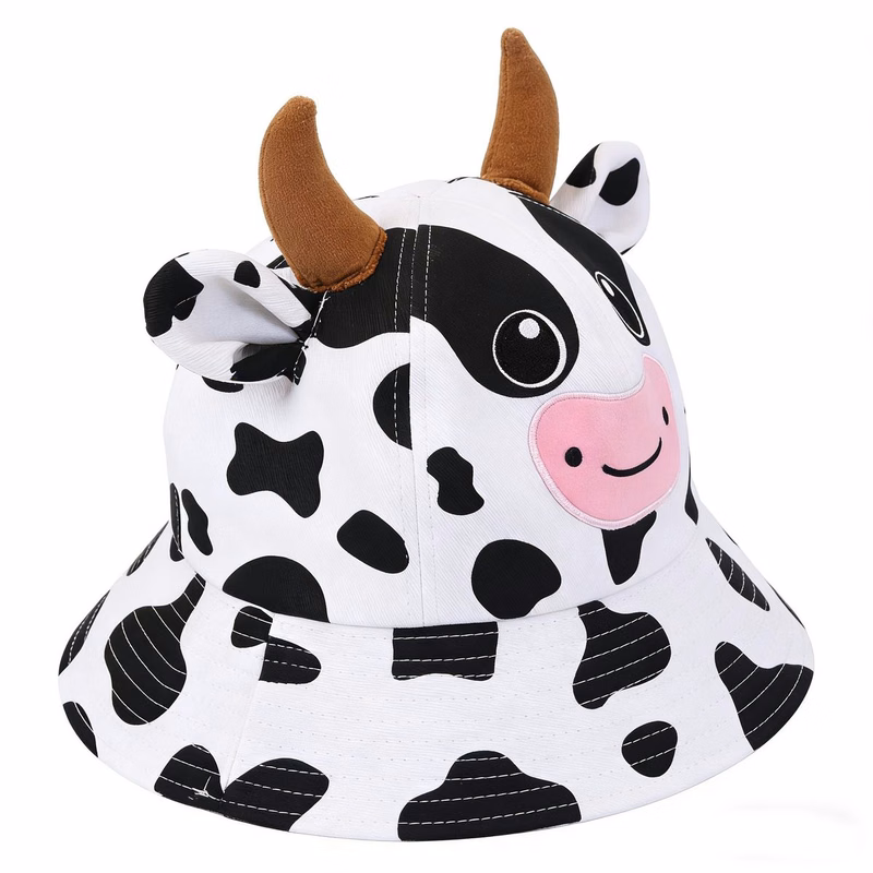 Cow Bucket Hat With Horn Ears