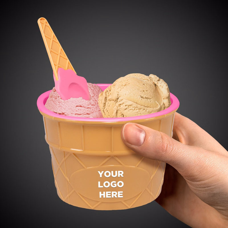 Pink Ice Cream Bowl and Spoon Set