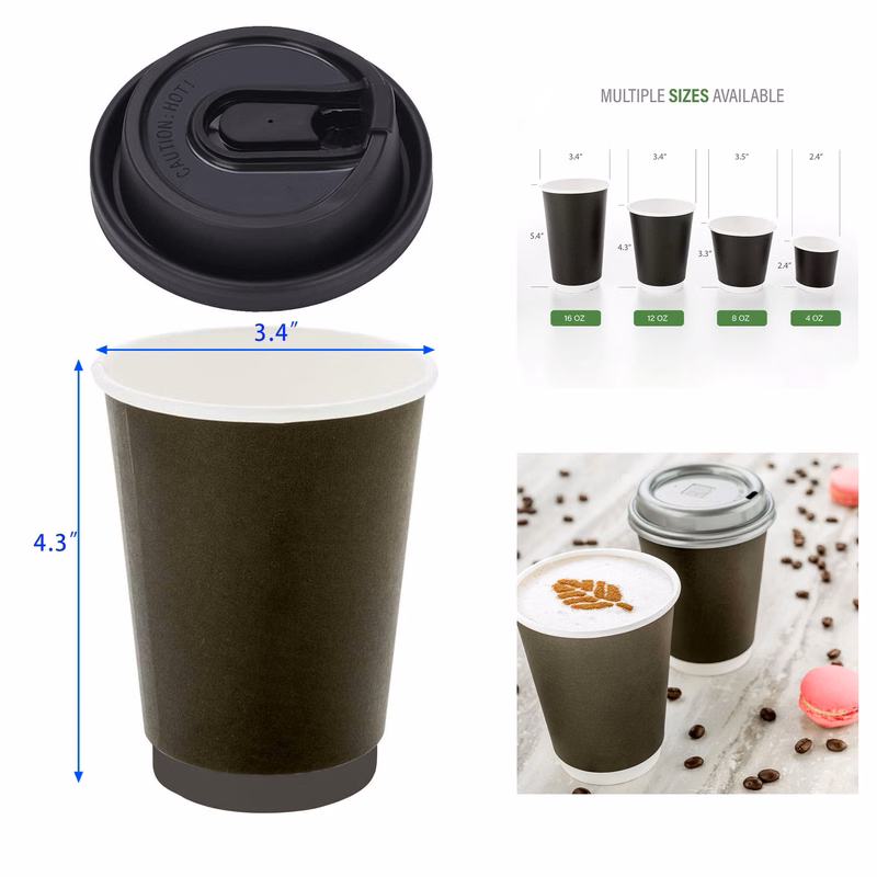 Disposable Black 12-oz Hot Beverage Cup