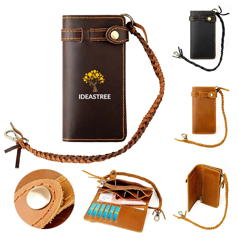 Leather Bifold Wallet with Anti-theft Chain 1