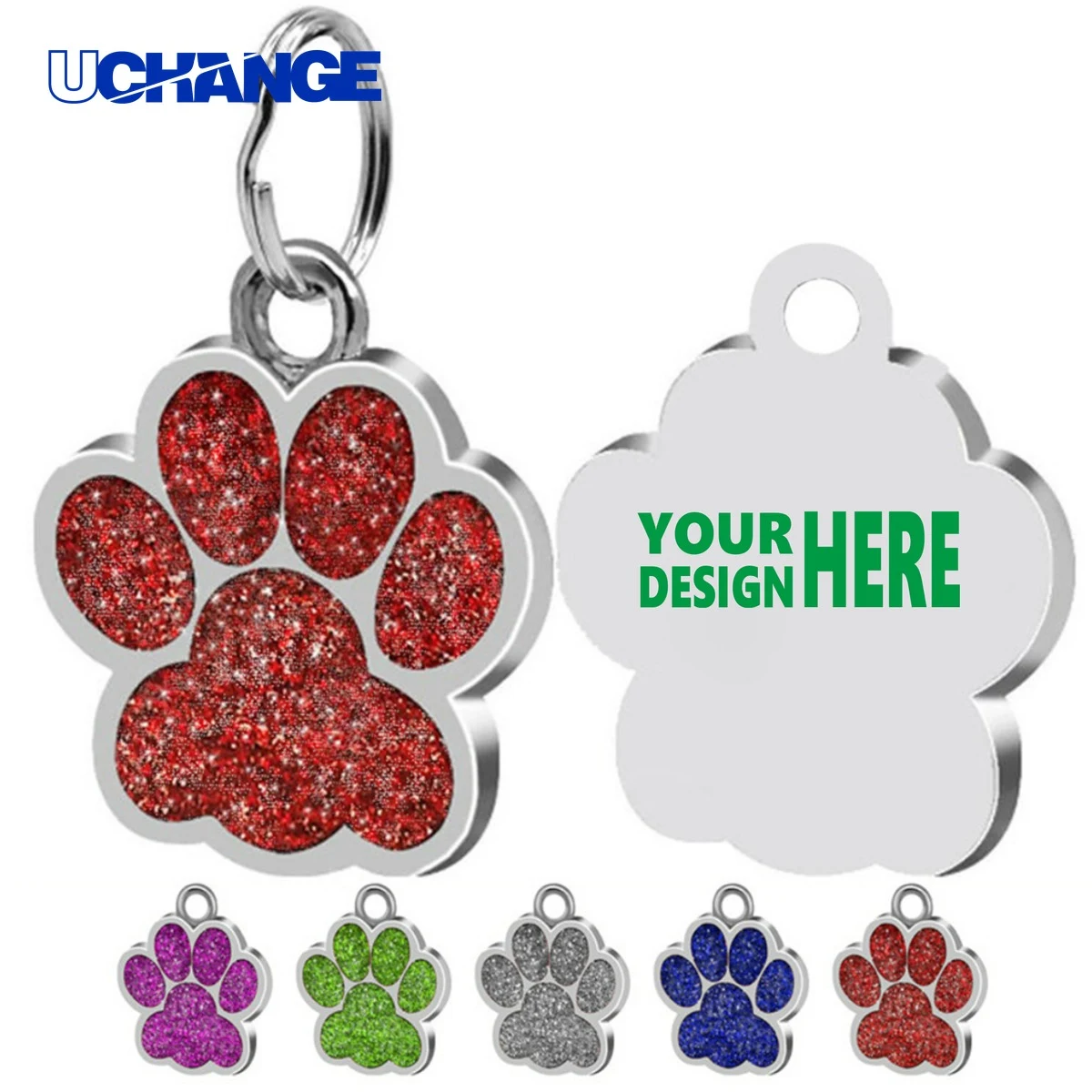 Stainless Steel Dog Paw Trim Keychain 1