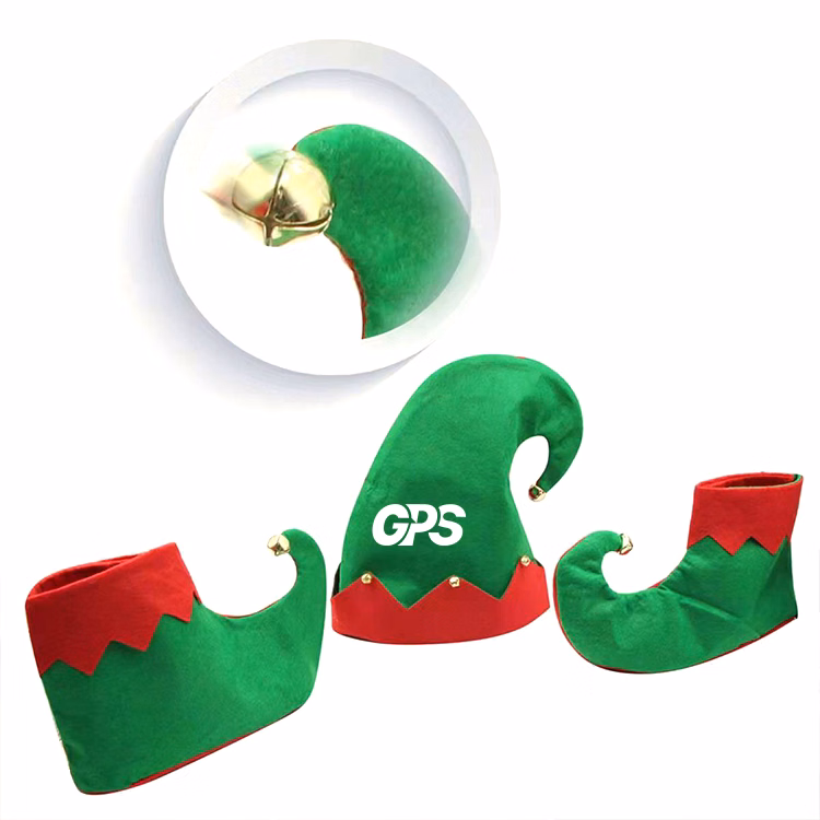 Christmas Elf Costume Accessories Set Xmas Santa Elf Hat Shoes Set
