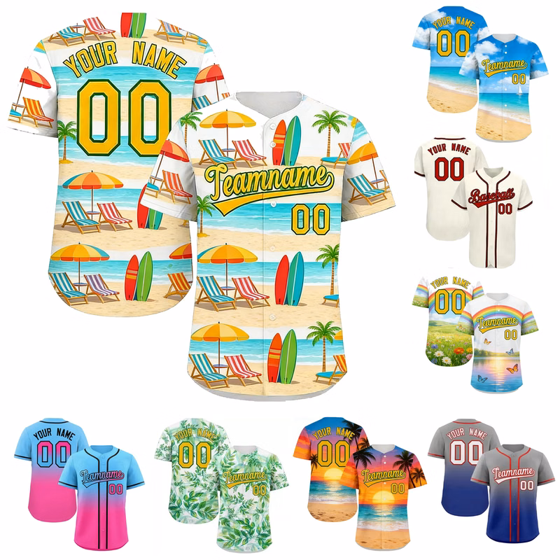 MOQ 50 Personalized 3D Printed Baseball Shirt
