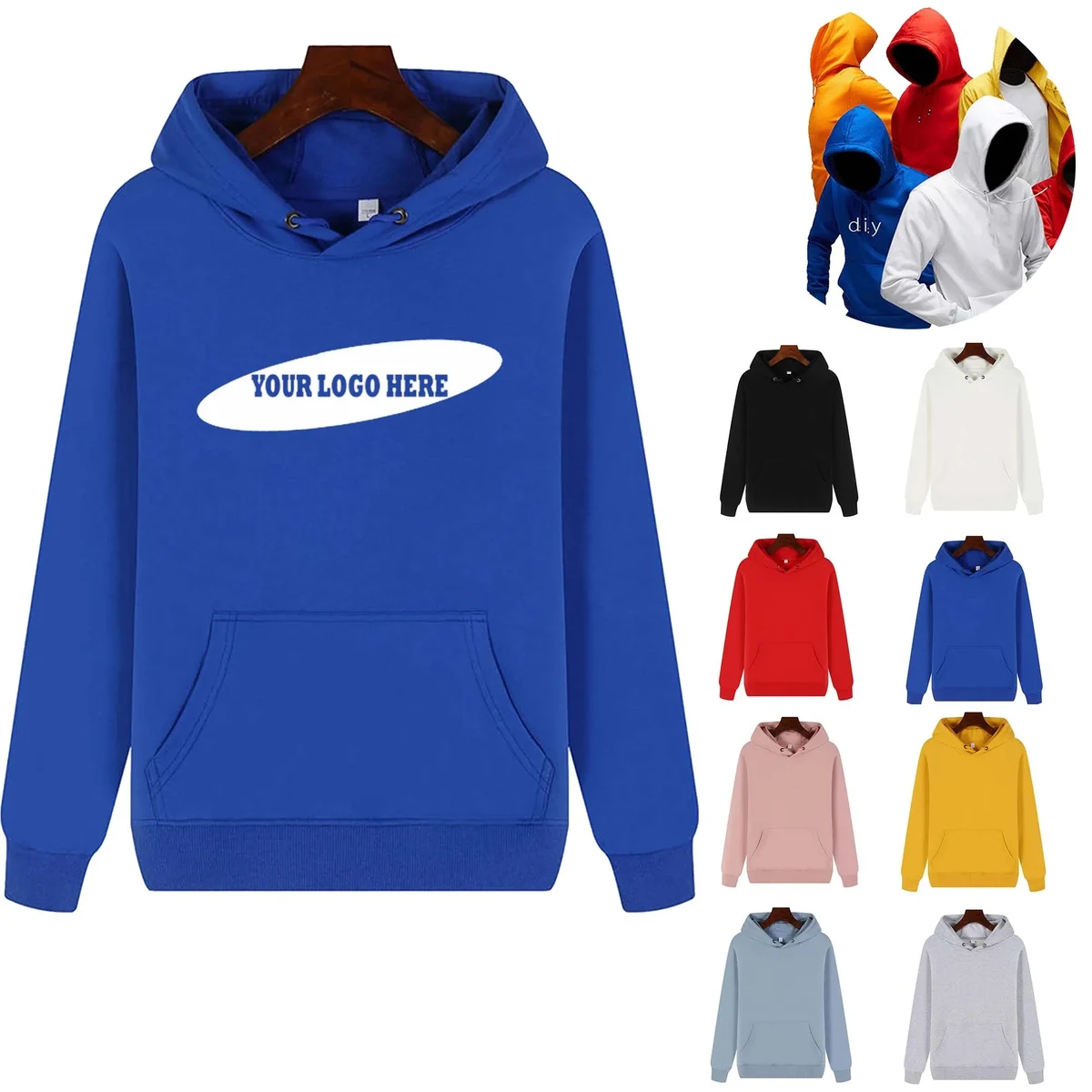 Customized Pullover Hooded Sweatshirts, custom hoodie or sweatshirt with logo imprint 1