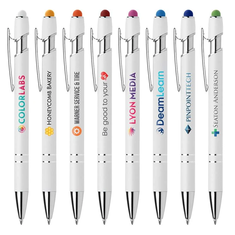 Ellipse Softy White Barrel Pen w/ Stylus - 1