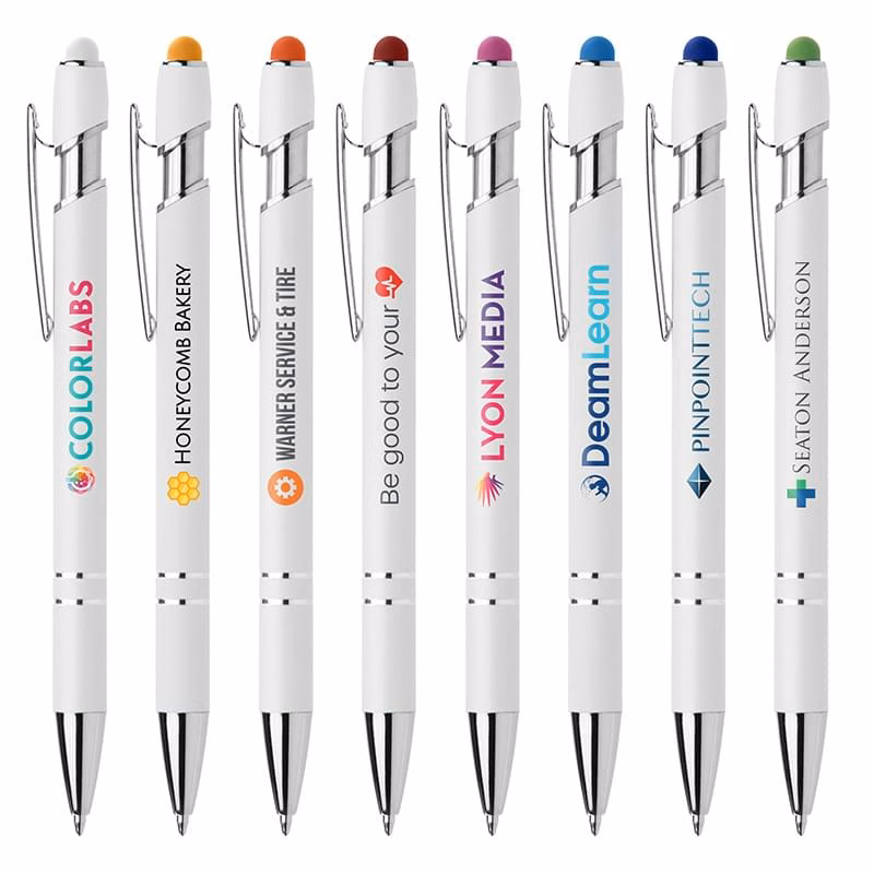 Ellipse Softy White Barrel Pen w/ Stylus -