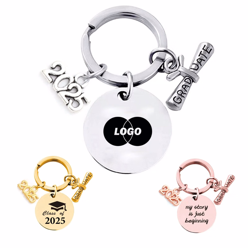 Customizable Graduation Keychain with Stainless Steel Design