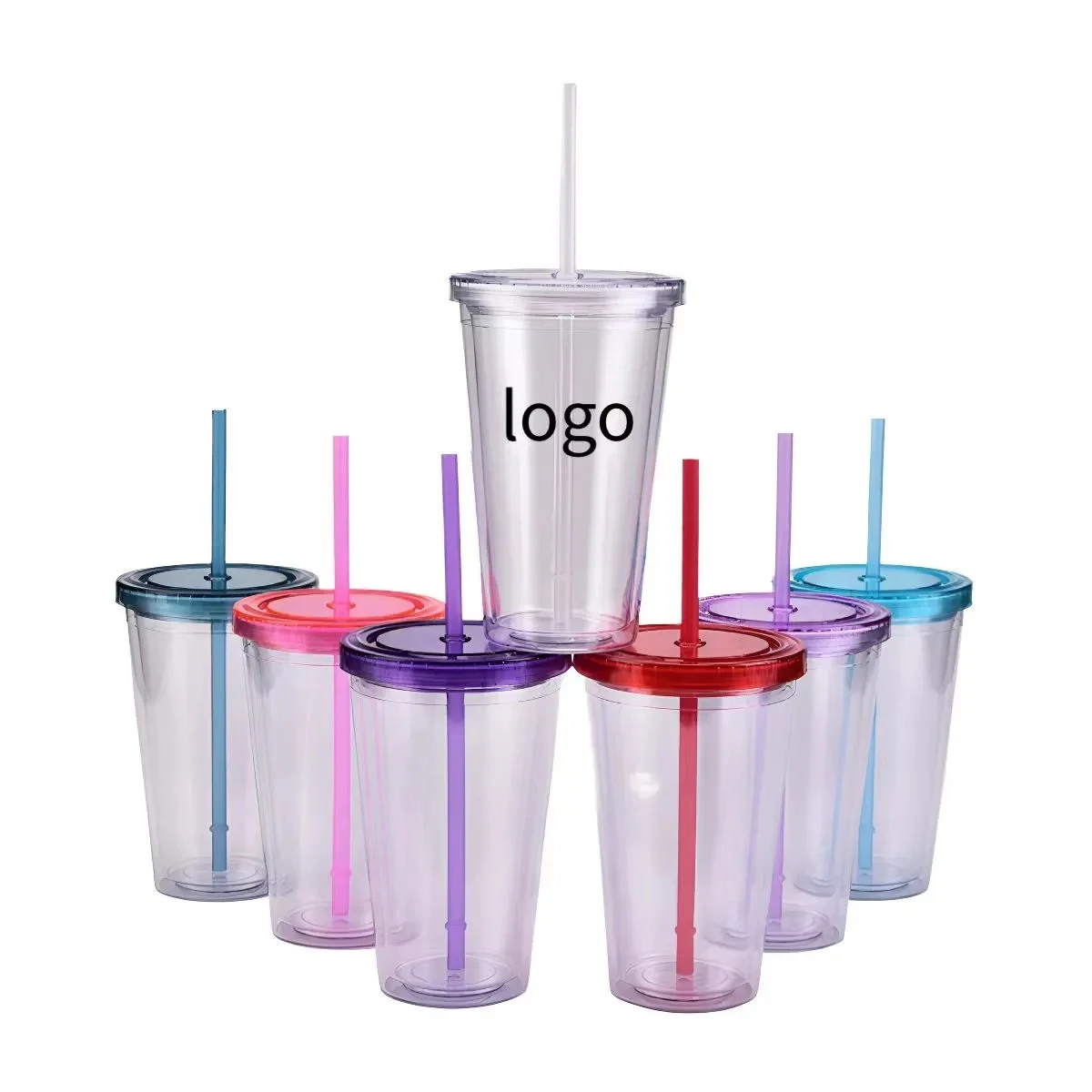 Single Wall Plastic Cup with Lid And Straw 1