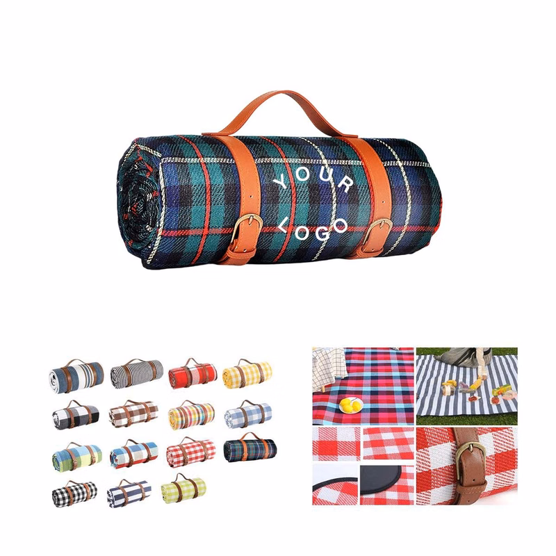 Oversized Picnic Blanket with Leather Carrying Handle
