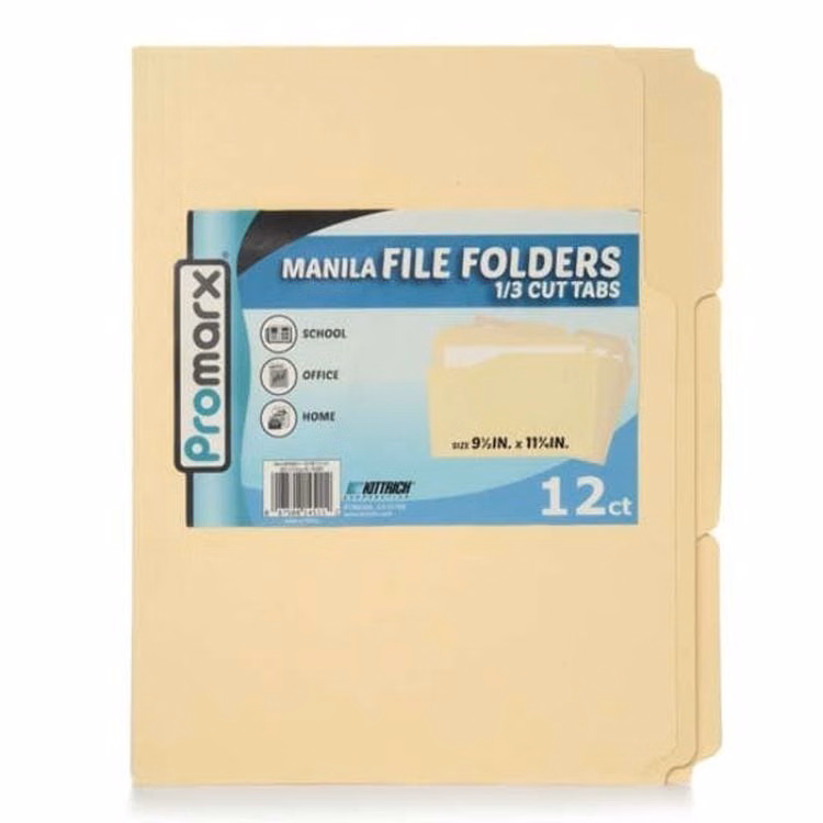 Manila File Folders - 12 Count