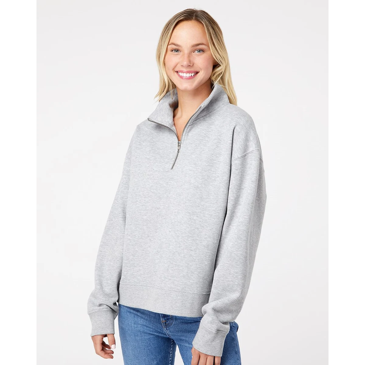 Women's Sueded Fleece Quarter-Zip Sweatshirt - W22713, custom hoodie or sweatshirt with logo imprint 1