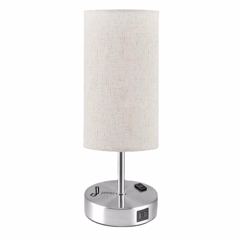 Three-Stage Touch Table Lamp With Circular Cloth Cover