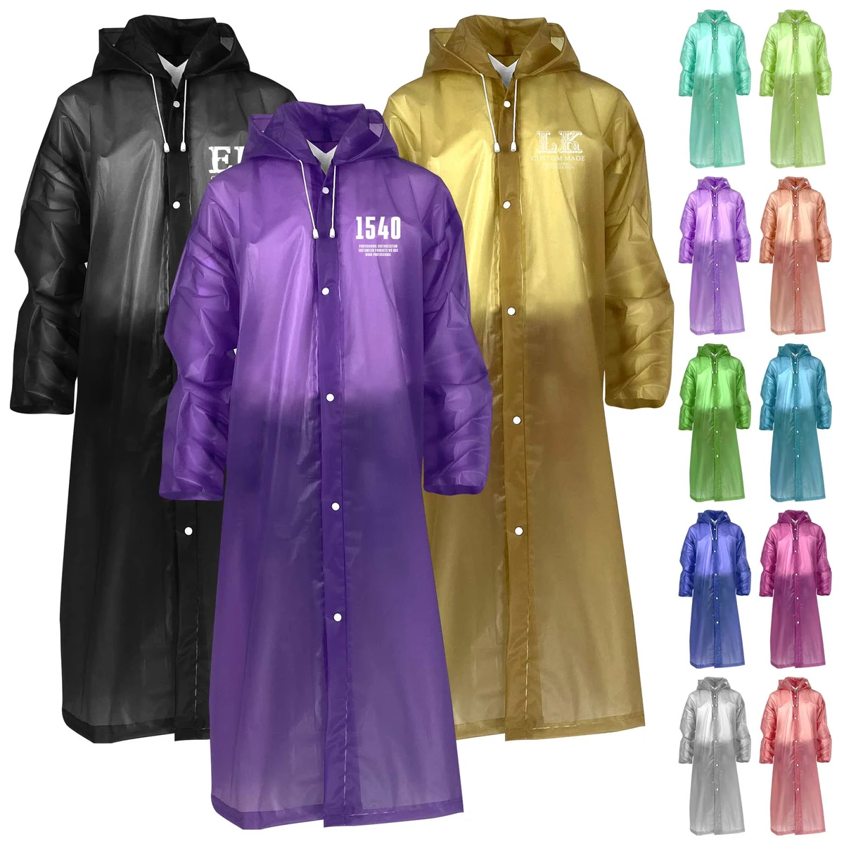 Reusable Unisex EVA Raincoat, custom jacket with logo imprint 1