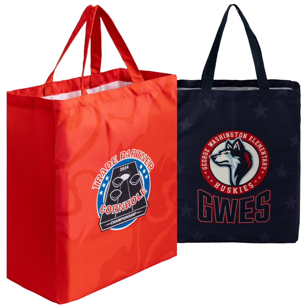 8 Oz. Sublimated Poly Canvas Shopping Tote Bag w/ Gusset (14" x 18" x 6") 1