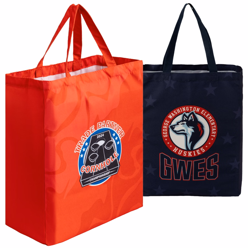 8 Oz. Sublimated Poly Canvas Shopping Tote Bag w/ Gusset (14" x 18" x 6")