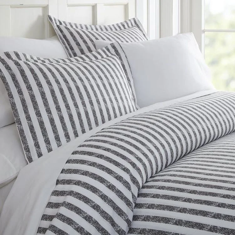 Duvet Cover Sets - Gray Stripe Queen 3 Piece 1