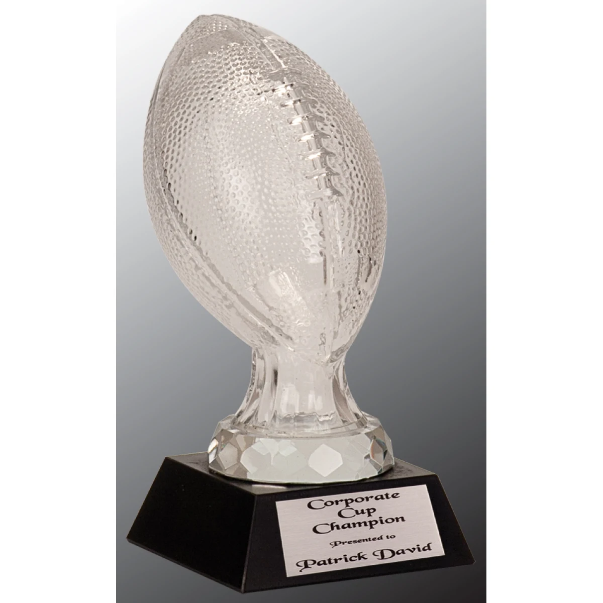 7 1/2" Glass Football Award with Marble Base 1