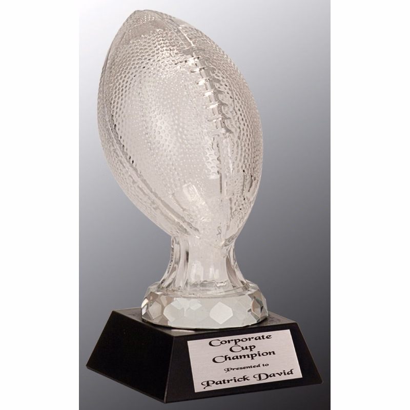 7 1/2" Glass Football Award with Marble Base