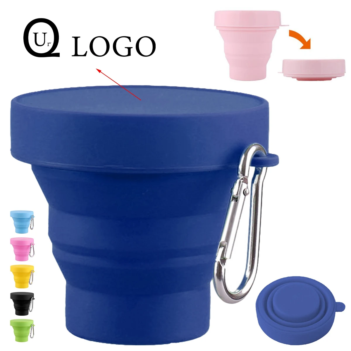 Folding Silicone Cup W/ Lids 1