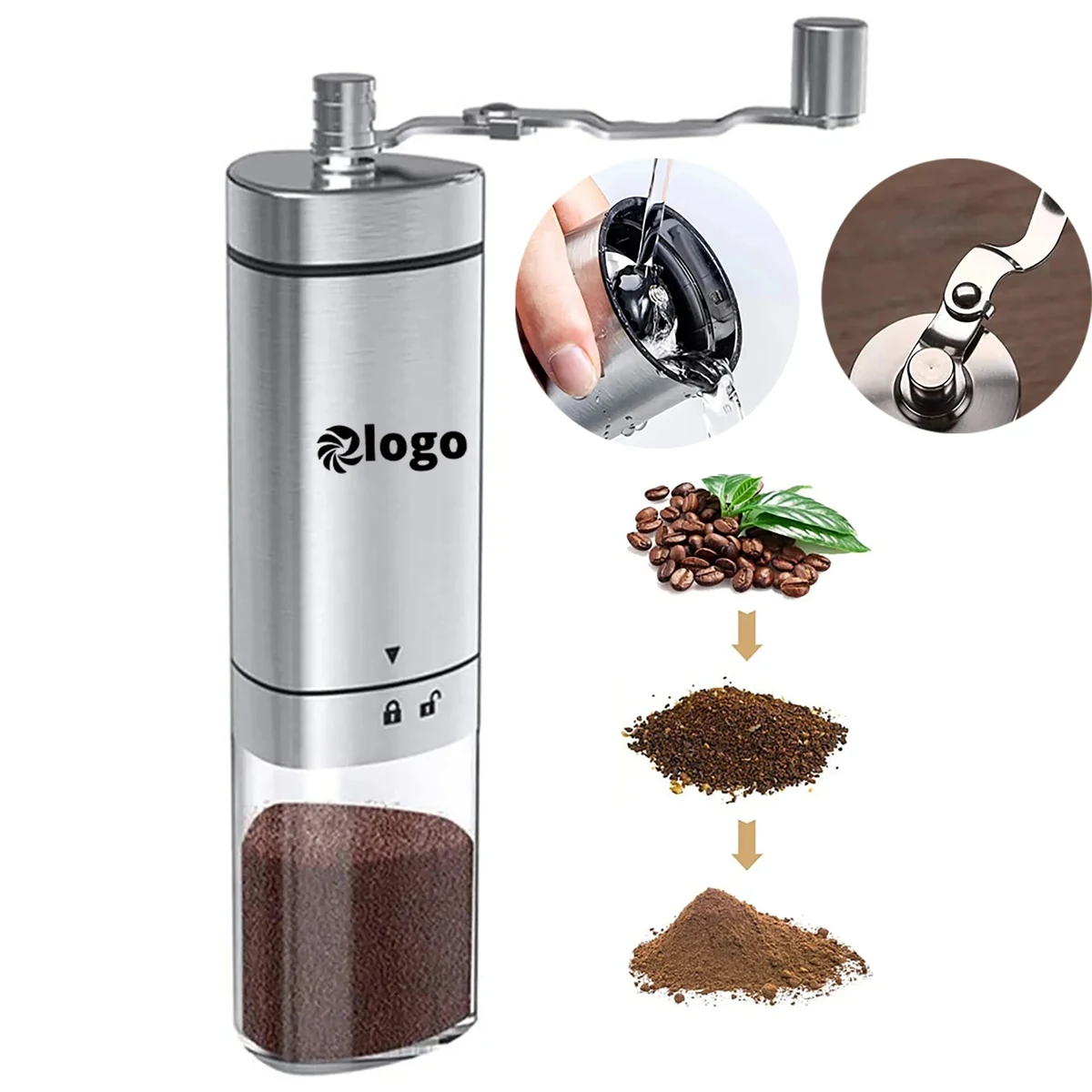 Stainless Steel Manual Coffee Grinder MOQ 10 Pcs 1