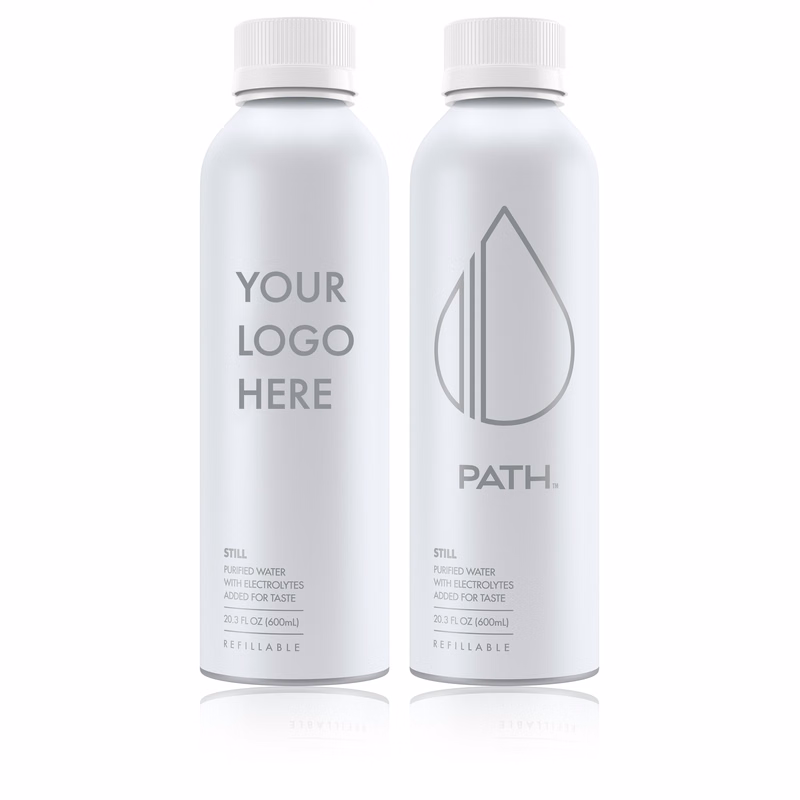 Custom White Refillable Bottled Water (20.3 oz)