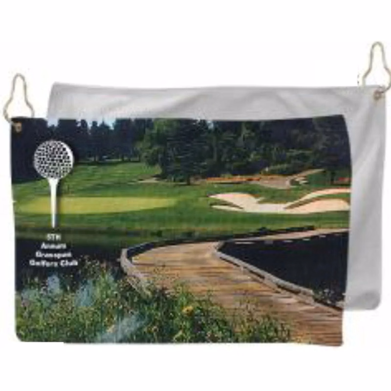 Sublimated Microfiber Terry Golf Towel w/ Hook and Grommet