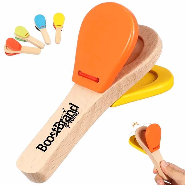 Custom 4.72 Inch Wooden Hand Clapper with Rhythm Sound — Educational Music Toy