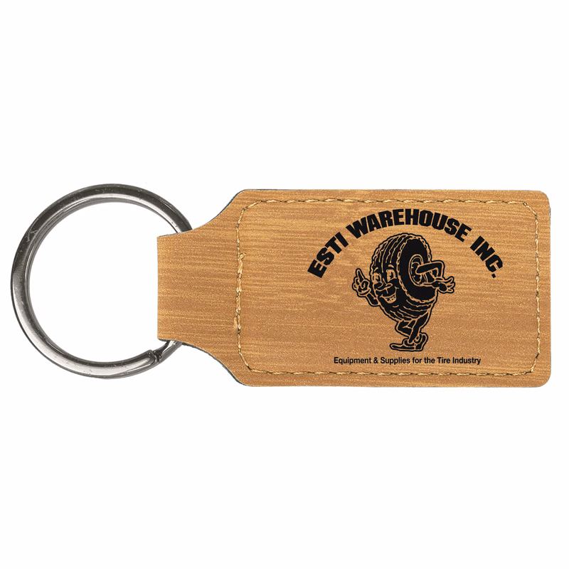 Bamboo Leatherette Rectangle Keychain