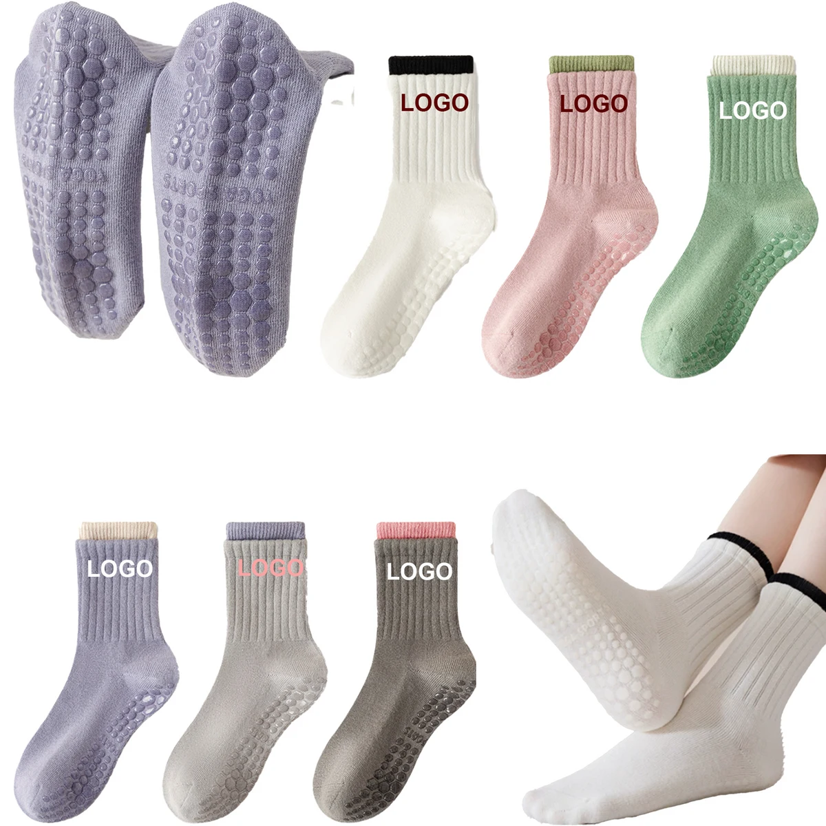 Women Pilates Sock With Dot Non Slip Design 1