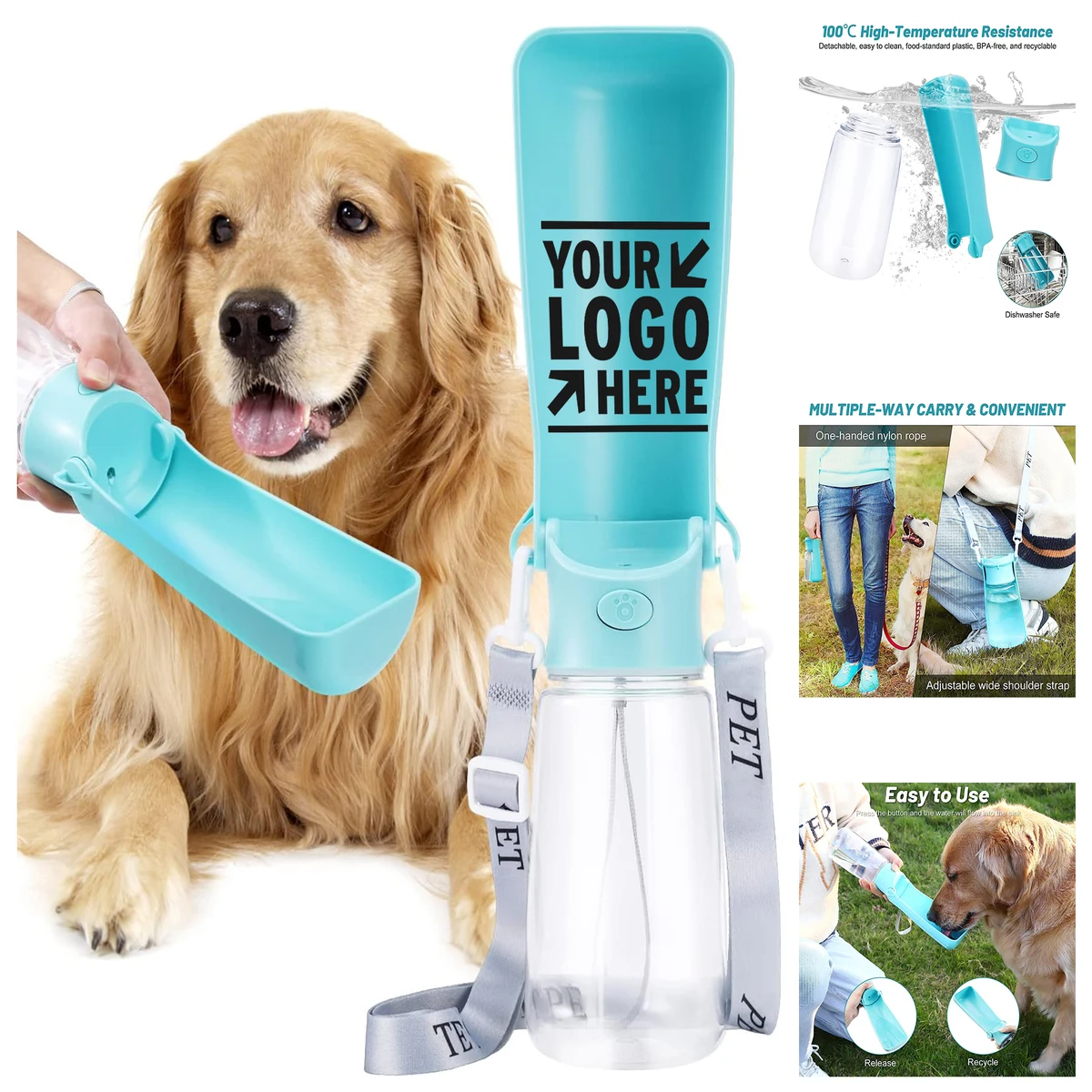 19 OZ BPA Free Double Leak Proof Rugged Dishwasher Safe Foldable Portable Dog Pet Water Bottle 1