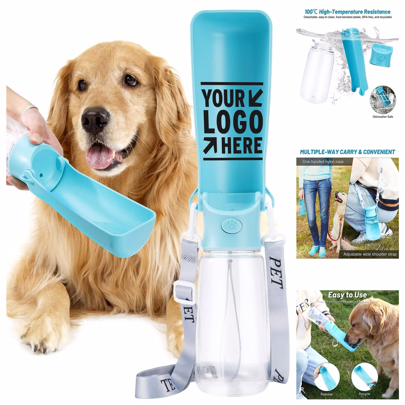 19 OZ BPA Free Double Leak Proof Rugged Dishwasher Safe Foldable Portable Dog Pet Water Bottle   