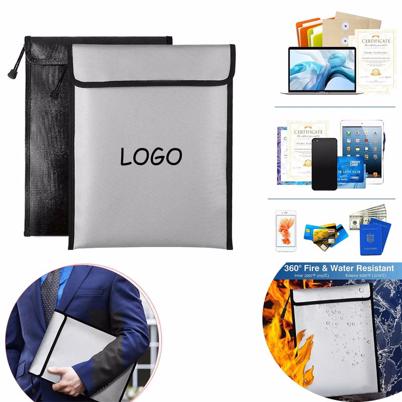 Fireproof and Waterproof Document Bag with Zipper