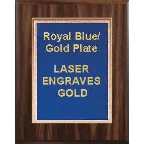 5" x 7" Classic Walnut Finish Plaque with a Blue Florentine Plate 1