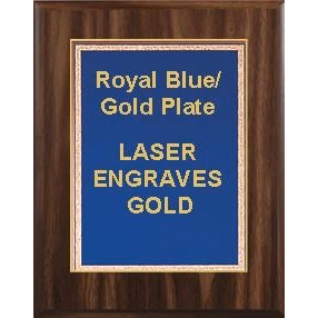 5" x 7" Classic Walnut Finish Plaque with a Blue Florentine Plate