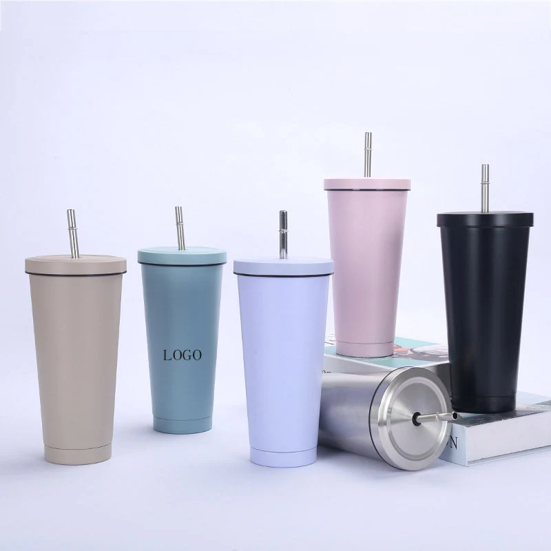 16oz. Stainless Steel Tumbler with Straw 1