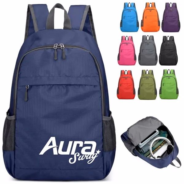 Custom 20 Liter Water-Resistant Foldable Backpack — School Work Travel Pack
