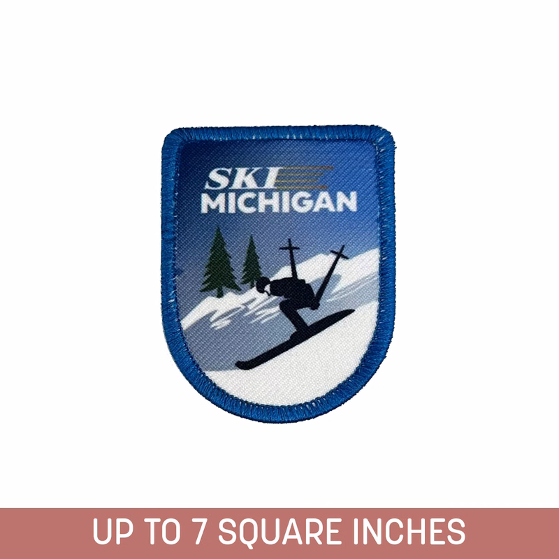 Sublimated Patch (Iron-On) Up To 7 Sq. In. w/ Merrowed Edge (2-ply)