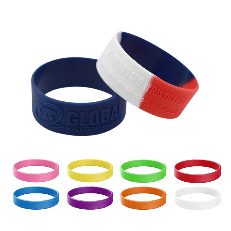 1" Embossed & Segmented Silicone Bracelets 1
