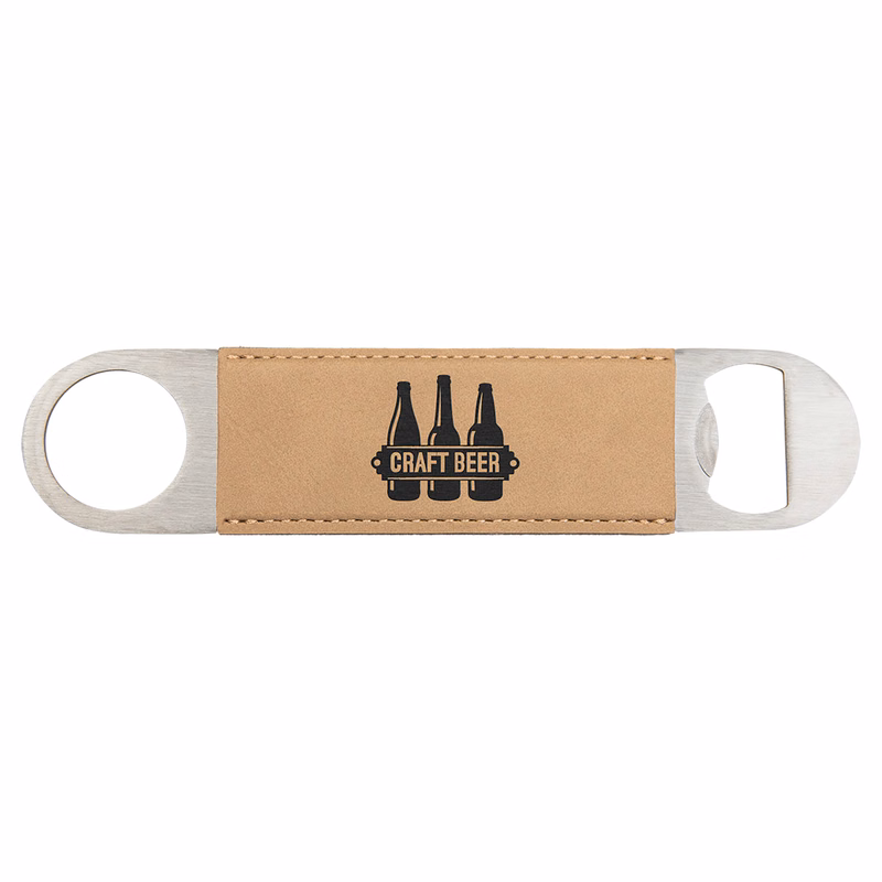 Light Brown Leatherette Bottle Opener