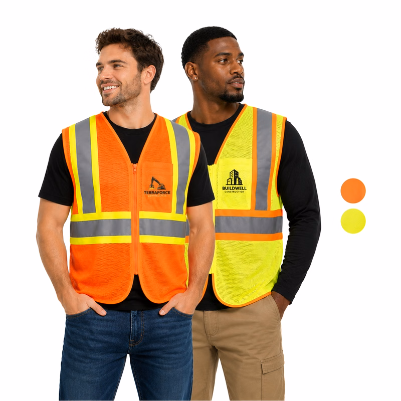 3.8 Oz. Polyester Class 2 Two Tone Reflective Tape Safety Vest With Pocket
