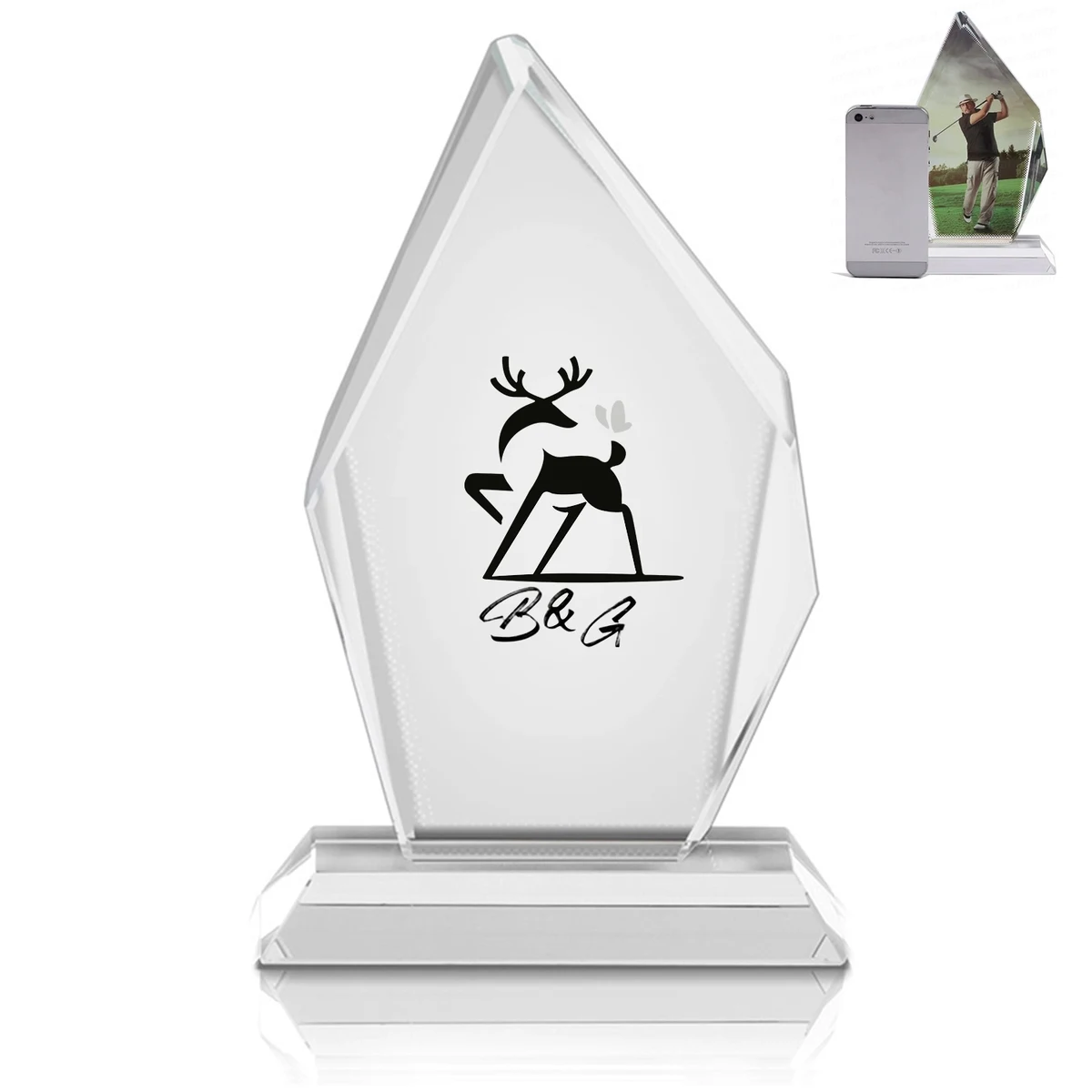 6 Square Inch Custom Acrylic Desk Plaque W/ Stand 1