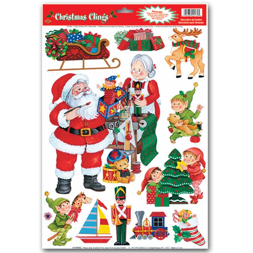 Santa's Workshop Clings - 11 Stickers 12" x 17" 1