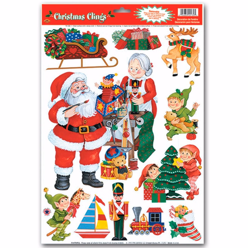 Santa's Workshop Clings - 11 Stickers 12" x 17"