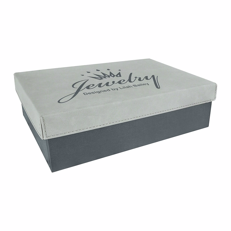 9 3/4" x 7" Gray Leatherette Gift Box